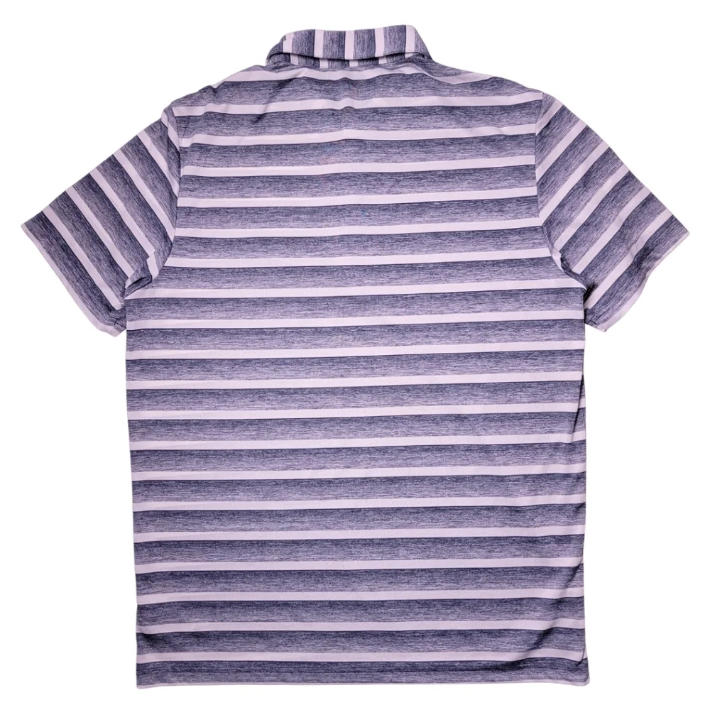 Adidas Collegiate Navy & White Striped Performance Golf Polo Shirt L